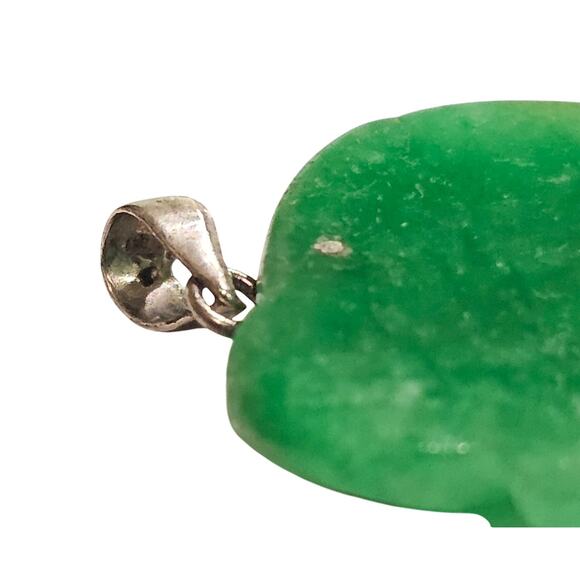 🐘 Sterling Silver Dyed Jade Elephant Pendant - Lucky Trunk Up - Picture 2 of 3